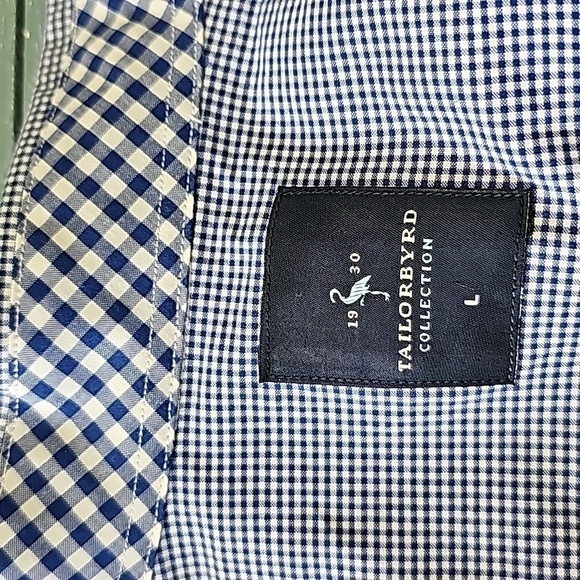 TAILORBYRD, MENS DRESS SHIRT. SIZE LARGE.   CONTRAST‎ NECK, COLAR. BLUE WHITE - Picture 9 of 12